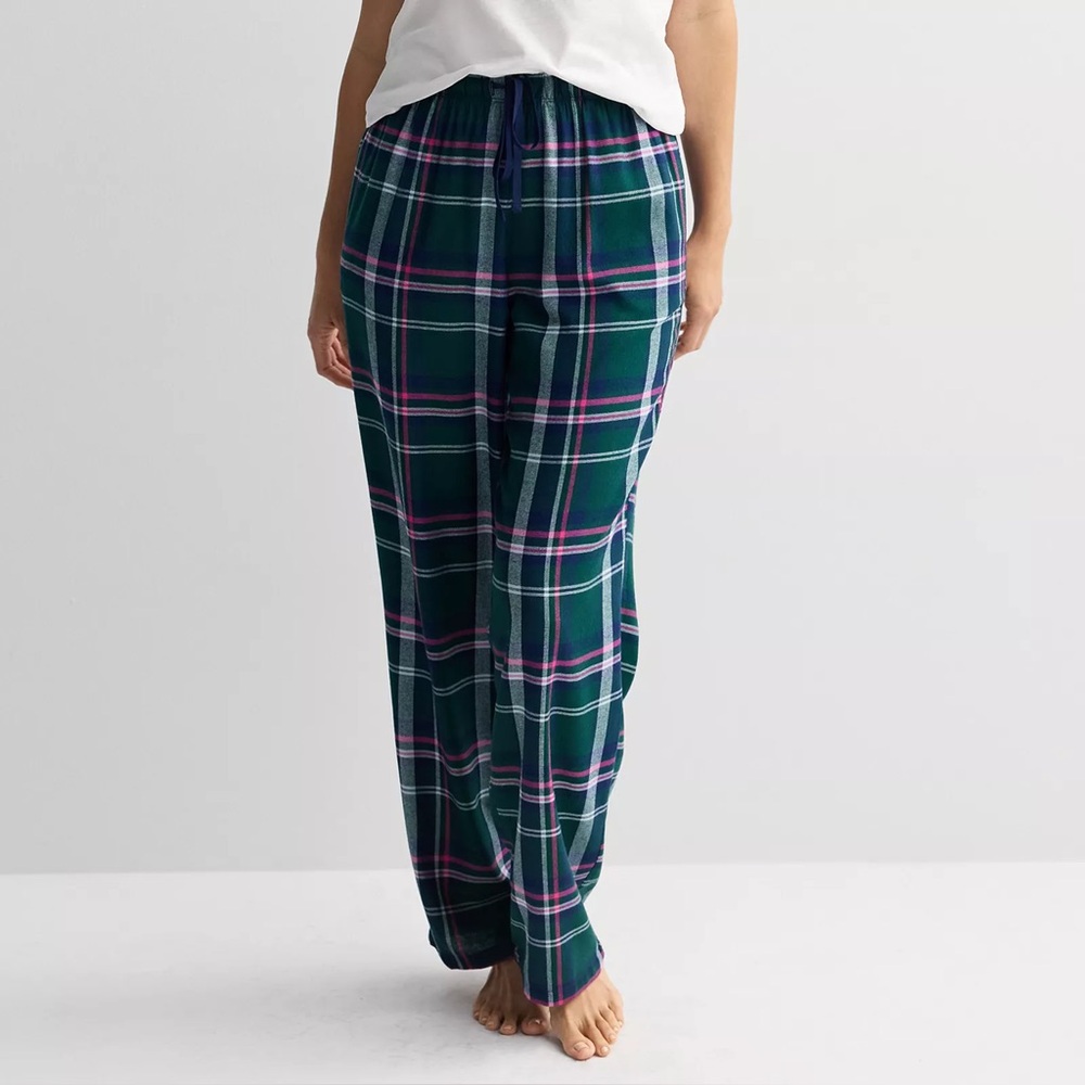 ❥𝖲𝖮𝖭𝖮𝖬𝖠: Women's Tall GFL® Cozy Flannel Pajama Pants - Green Retro Plaid